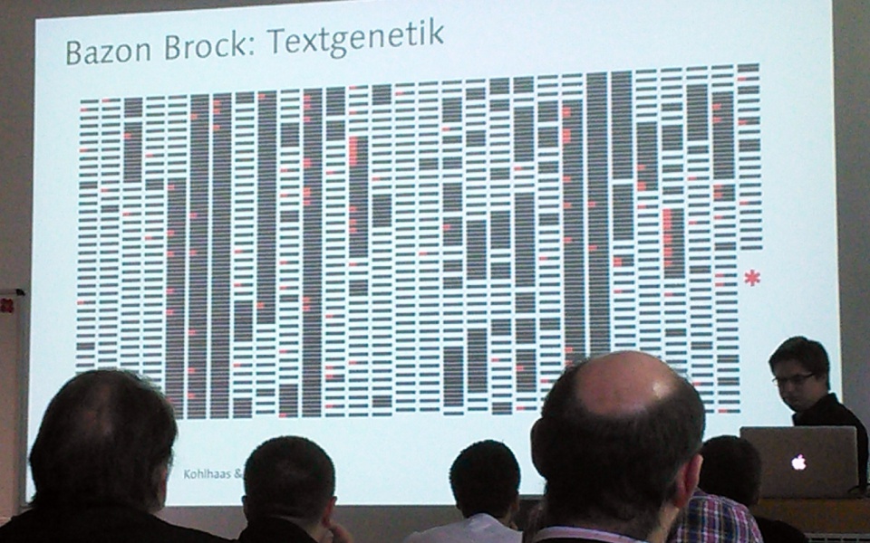 Die Bazon-Brock-Textgenetik beim Big-Data-Analytics-Workshop in Weimar  • Foto: Martin Kohlhaas
