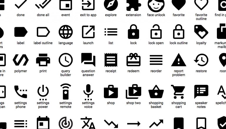 Material Design Icons (Ausschnitt aus der Vorschauseite)