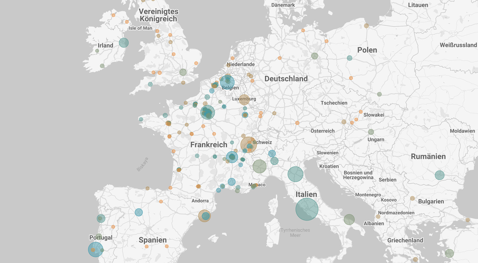 Tracker der Covid-19-Fahrradinfrastrukturmaßnahmen in Europa des ECF, Bild: https://datastudio.google.com/u/0/reporting/1ae589b4-e01c-4c27-8336-f683ea516256/page/yMRTB